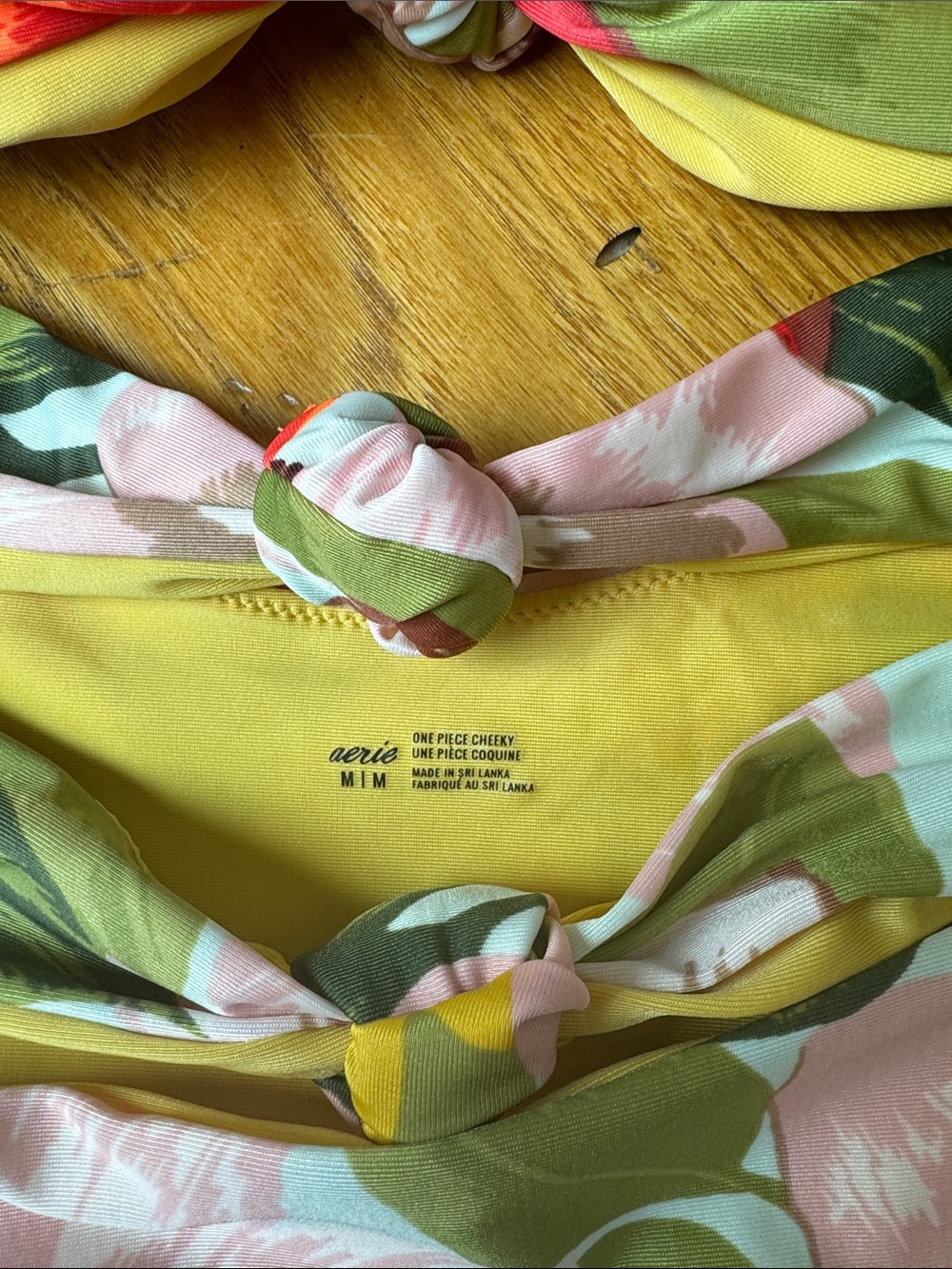 aerie Women’s Floral One-Piece Swimsuit in Red, Pink, Green, Yellow - Picture 2 of 3